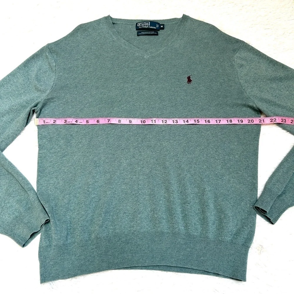 Polo Ralph Lauren Men’s Lapis Blue Pima Cotton V-Neck Sweater, Size Medium